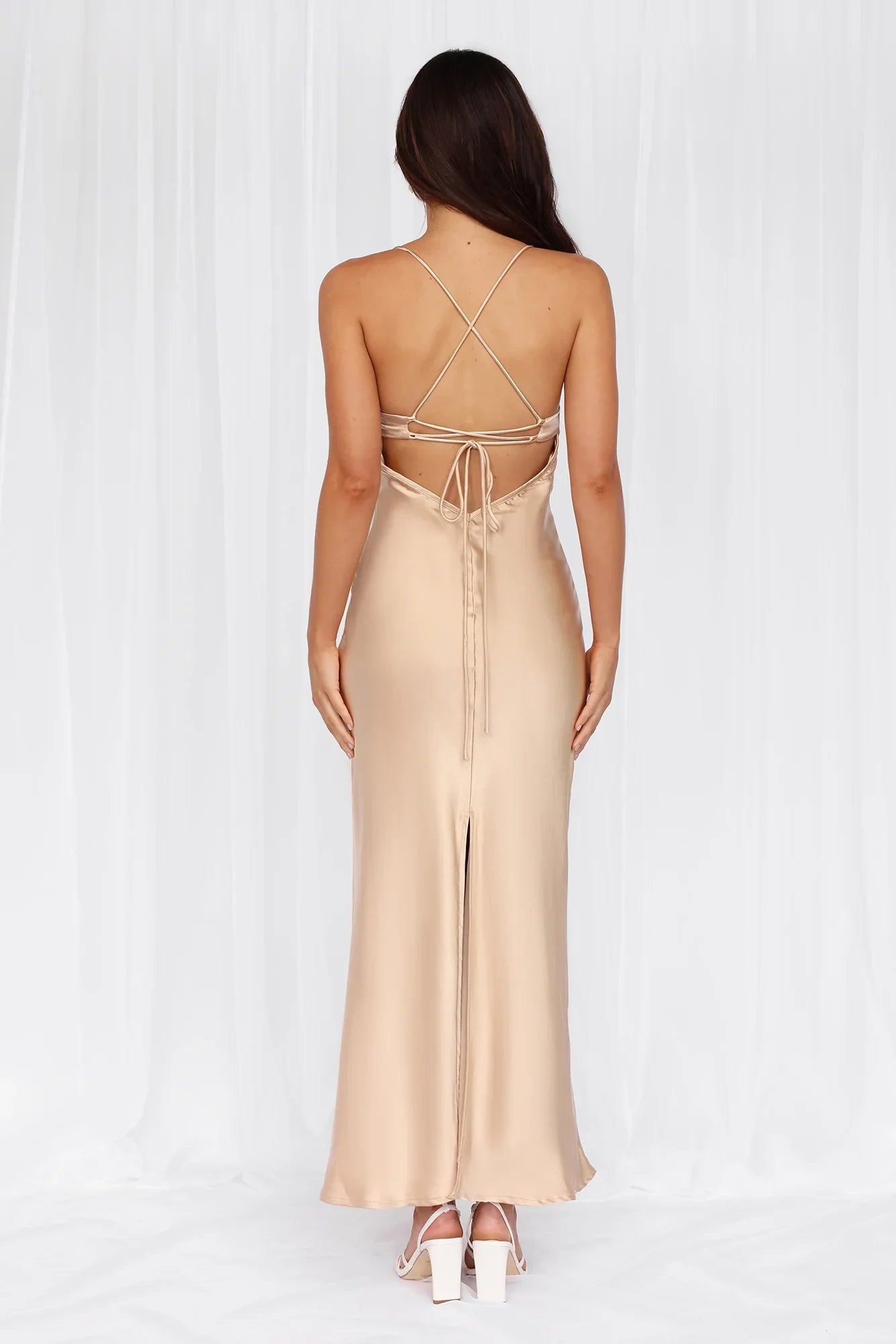 The Samara Satin Maxi Dress Champagne