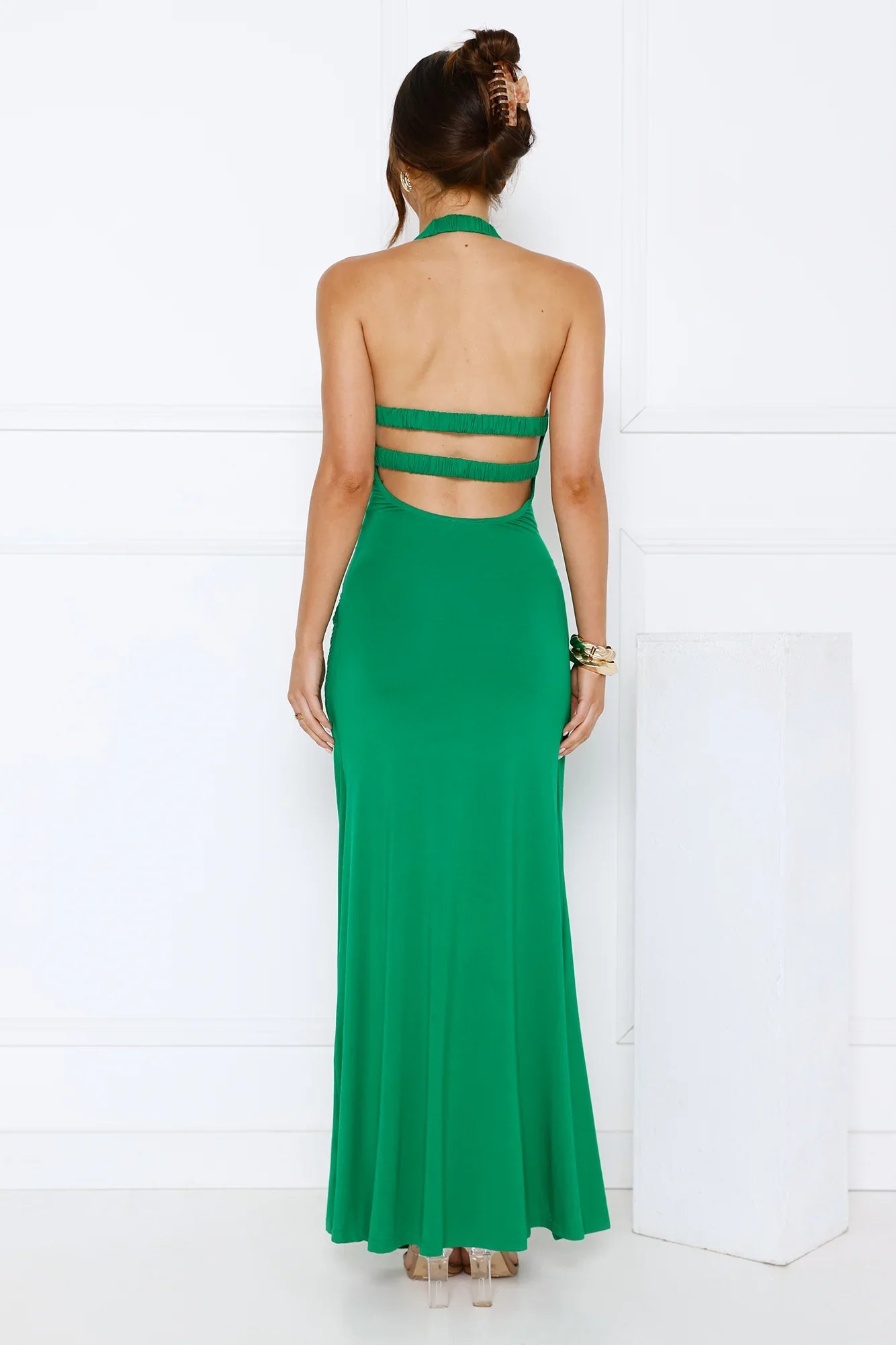Up To Mischief Halter Maxi Dress Green