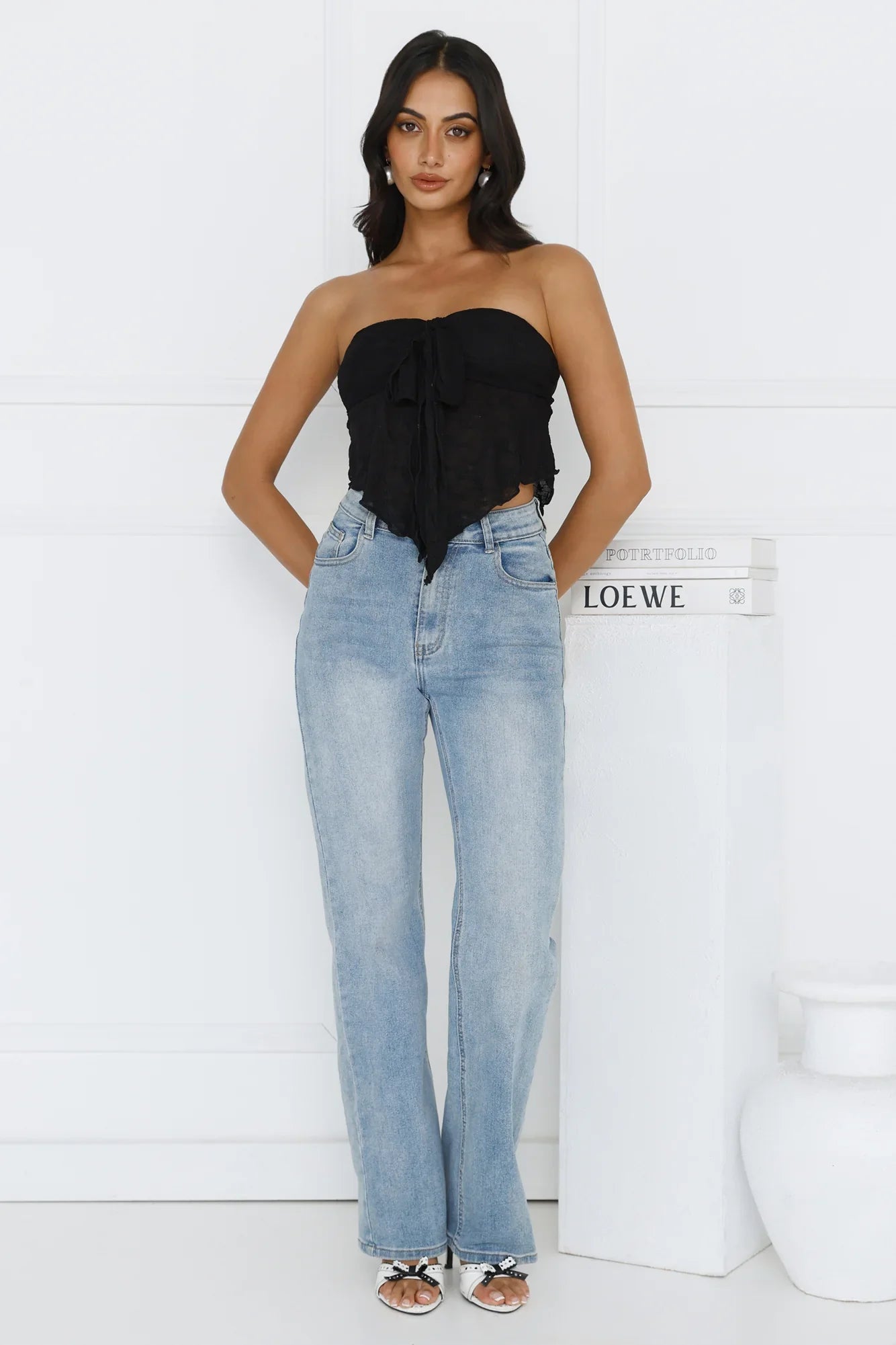 Sweet Berry Strapless Crop Top Black