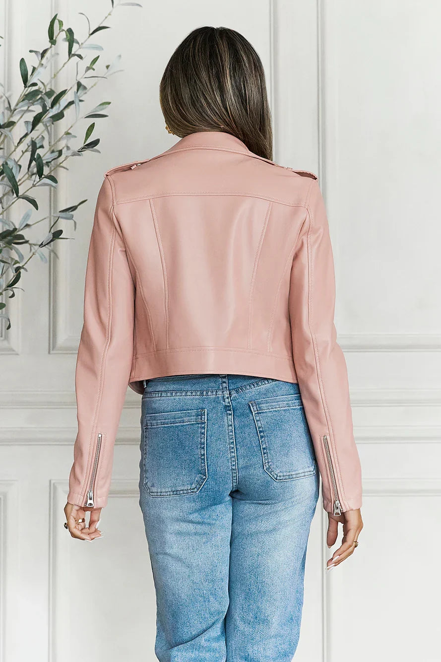 Valley Escape Faux Leather Jacket Pink