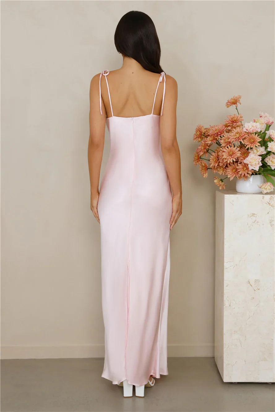 The Penelope Cowl Satin Maxi Dress Pink