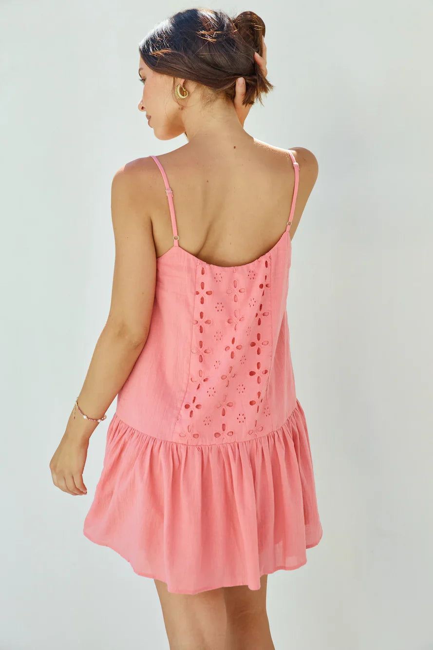 Sunshine Mosaic Mini Dress Coral
